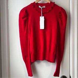 Nwt Rinascimento Puff Shoulder Heart Sweater Red
